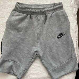 Nike Light Gray Athletic Fleece Shorts with Black Swoosh